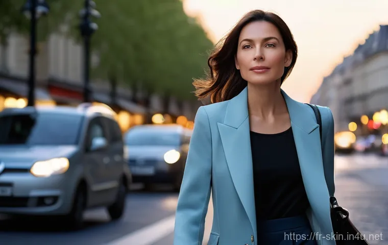 안티폴루션 스킨케어 제품 트렌드 - **Urban Shield: Radiant Skin in the City**
    A sophisticated, diverse woman in her late 30s, with ...