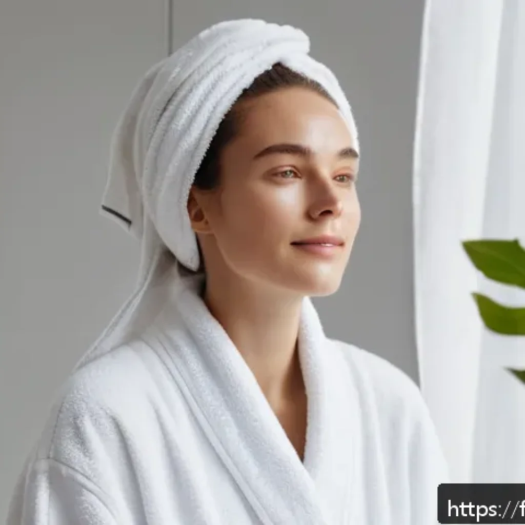 더랩 바이블랑두 올리고 히알루론산 세럼 - A serene morning skincare scene featuring a young French woman with naturally glowing, hydrated skin...