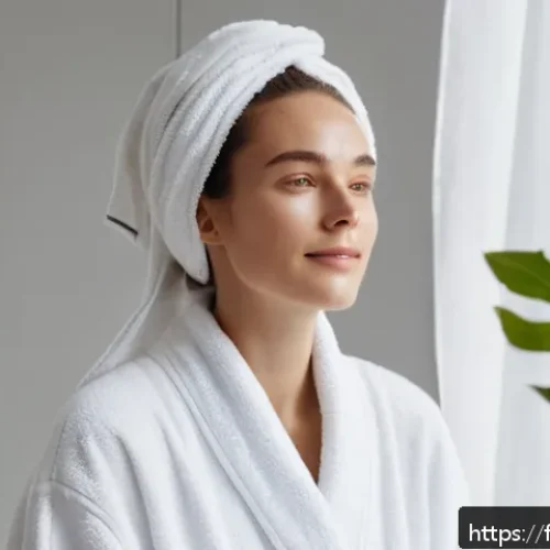 더랩 바이블랑두 올리고 히알루론산 세럼 - A serene morning skincare scene featuring a young French woman with naturally glowing, hydrated skin...